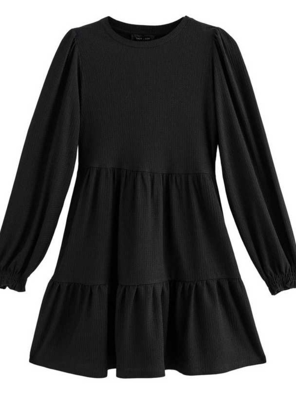 New Look Black Long-Sleeve Tiered Casual Dress